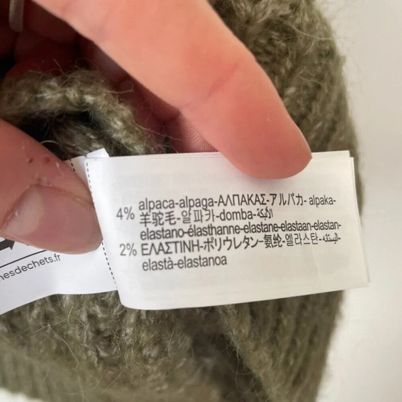 Zara Wool Alpaca Waffle Knit Crew Sweater  Green Size XL - Picture 5 of 6